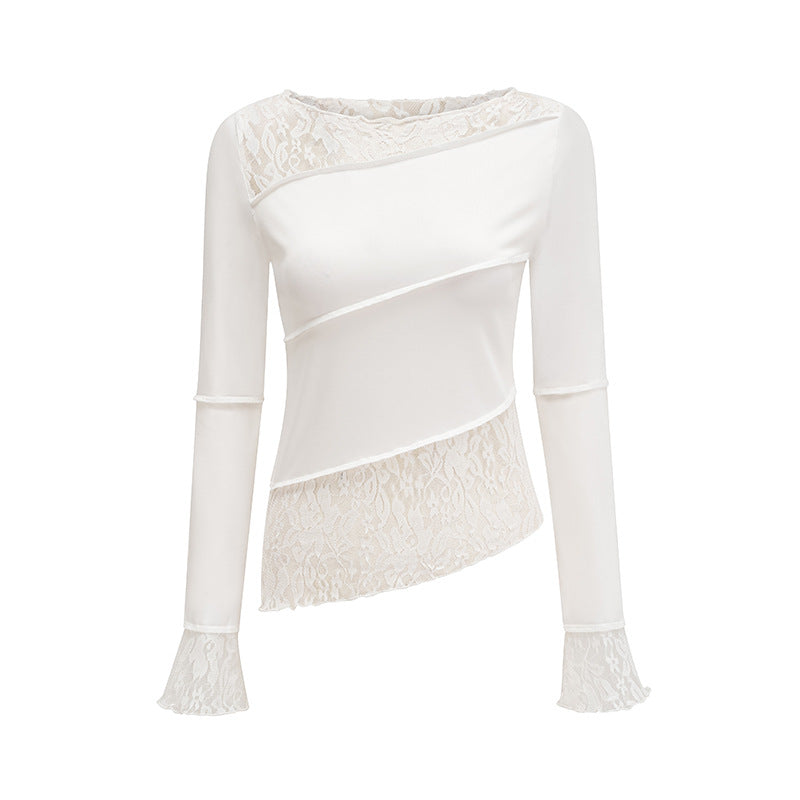 Damen elegantes Top mit Spitzeneinsatz Sovae