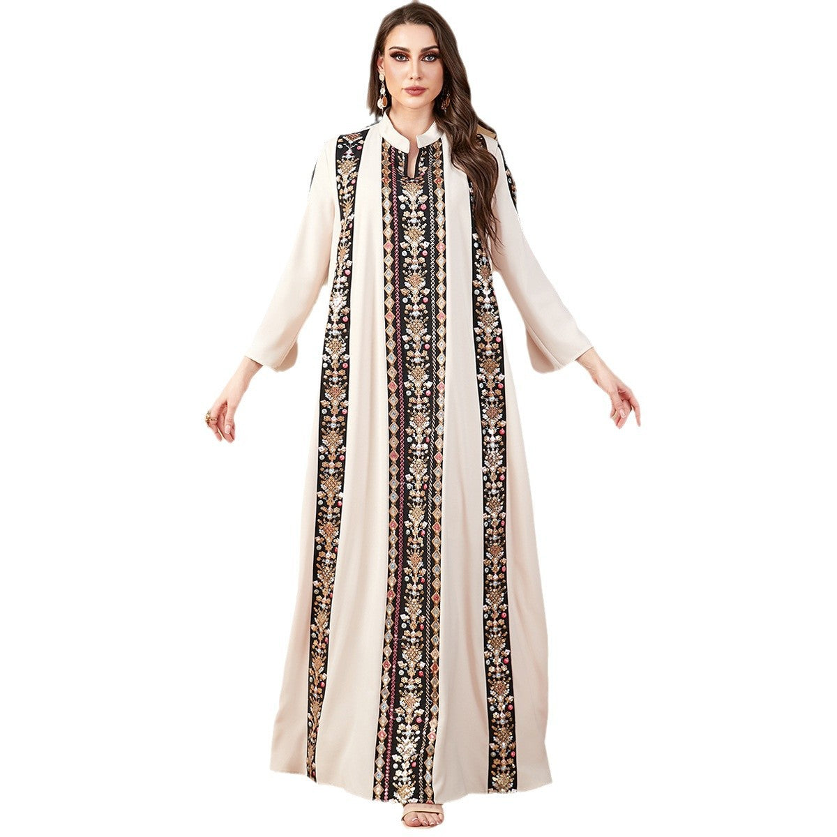 Damen Elegante Maxikleid mit opulenter floralem Stickerei Sovae