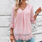 Damen luftige Bluse mit eleganten Spitzendetails Sovae