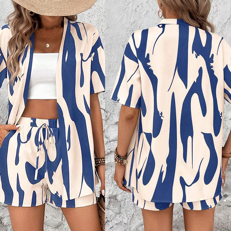 Damen Abstract Print Lounge Set Sovae