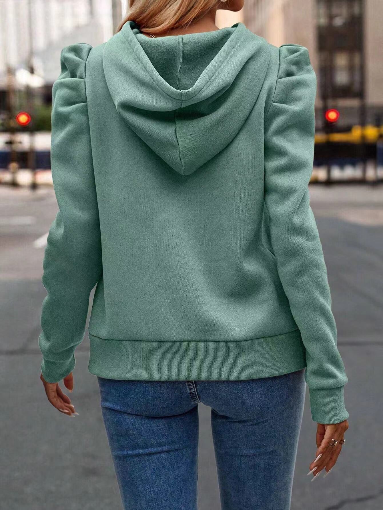 Damen Modischer Hoodie mit Puffärmeln Sovae