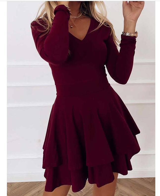 Damen V-Ausschnitt Minikleid mit Volant-Design Sovae