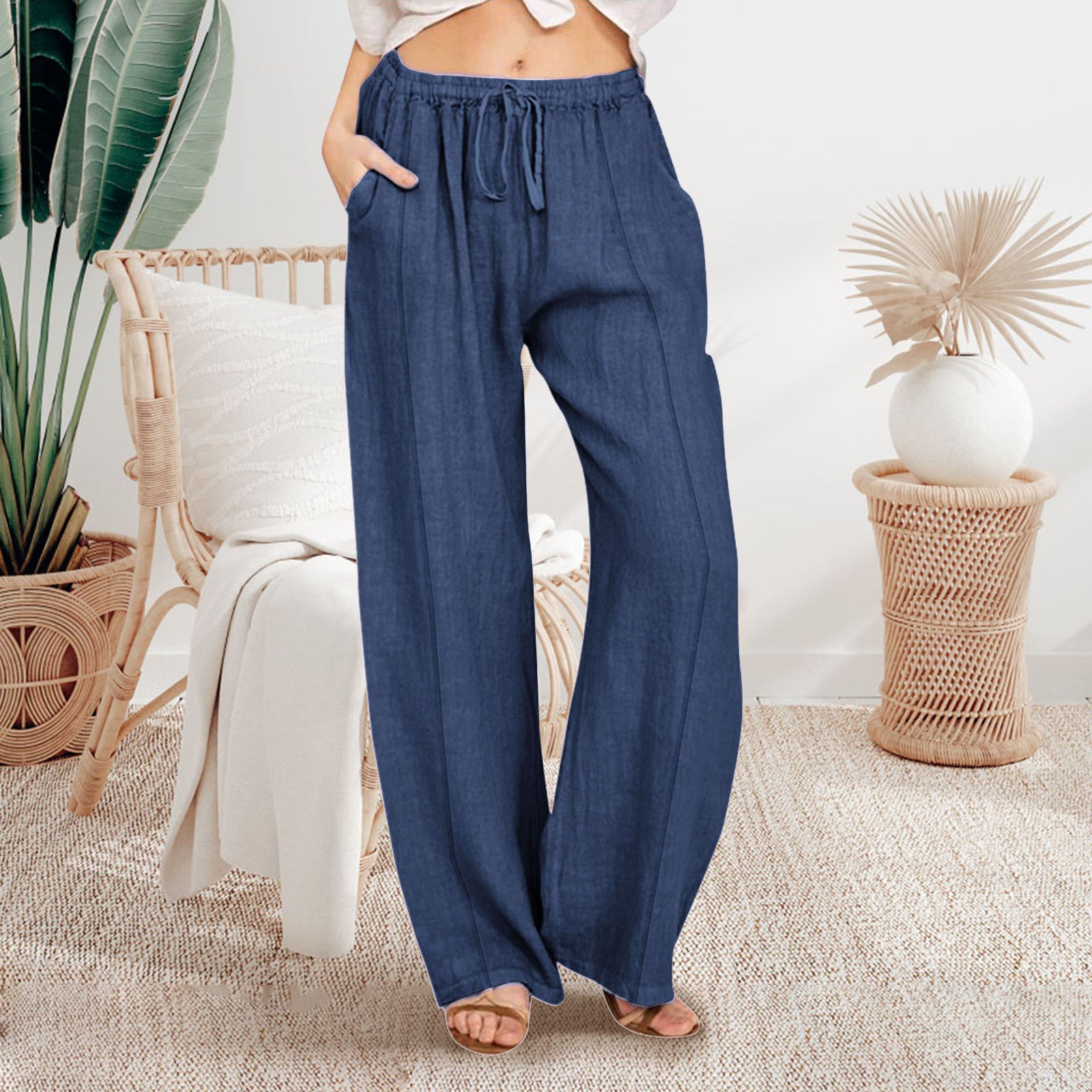 Damen Luftige Leinen-Hose Sovae
