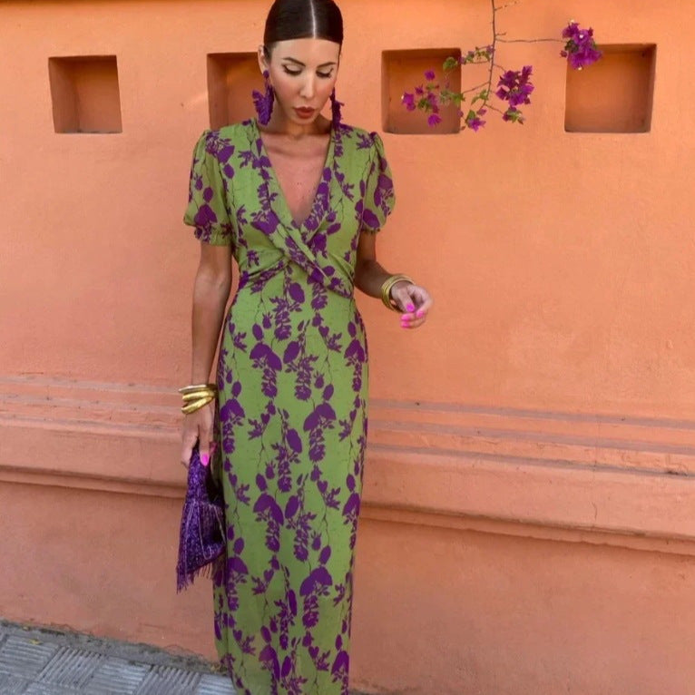 Damen Midikleid mit floralen Applikationen Sovae