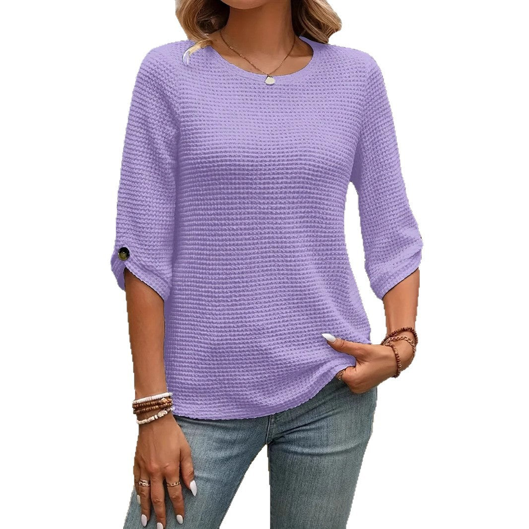 Damen Lässiges Langarmshirt mit strukturiertem Gewebe Sovae