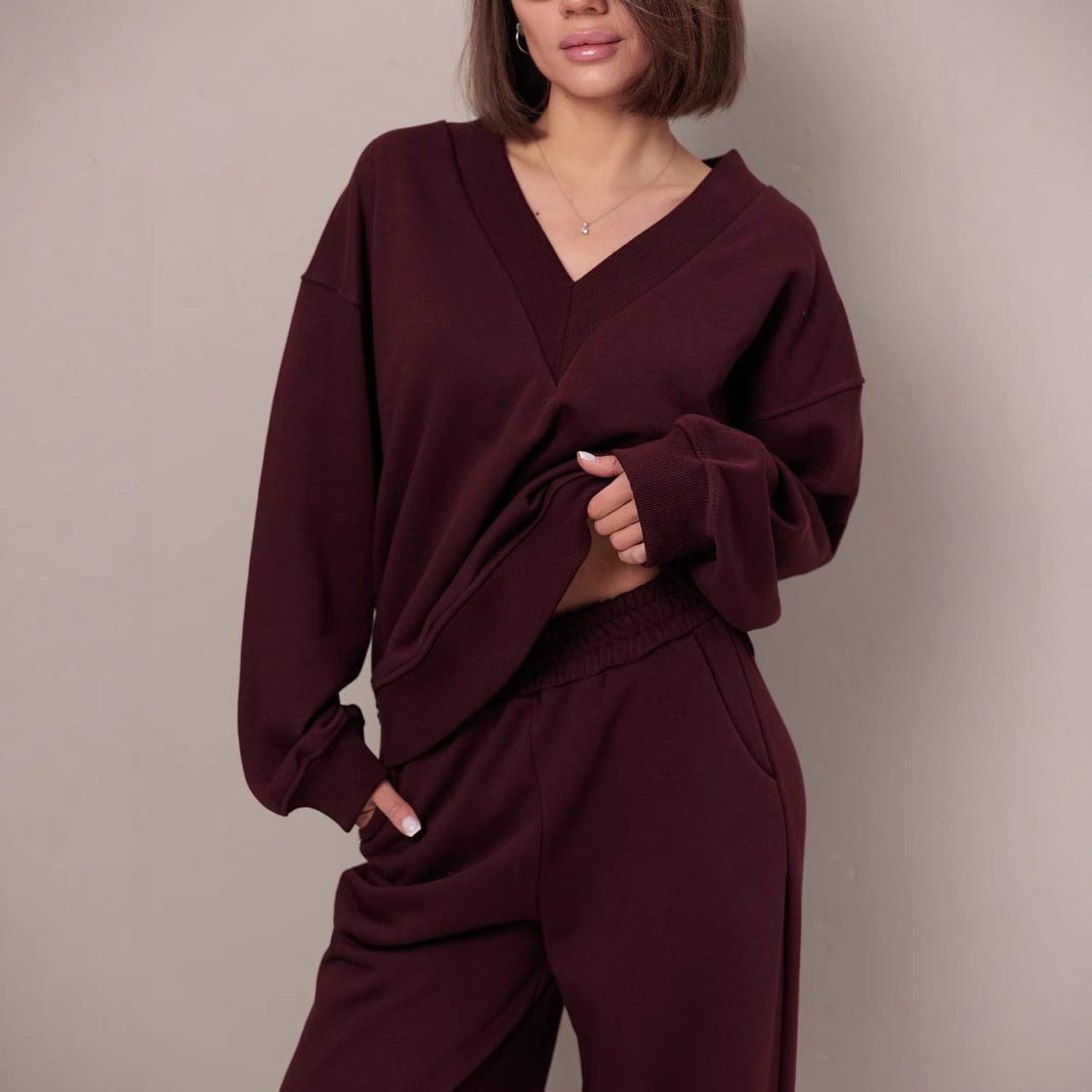 Damen Lässiger V-Ausschnitt Pullover Sovae