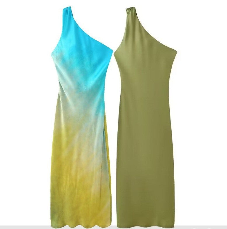 Damen One-Shoulder Maxikleid aus weichem, fließendem Material Sovae