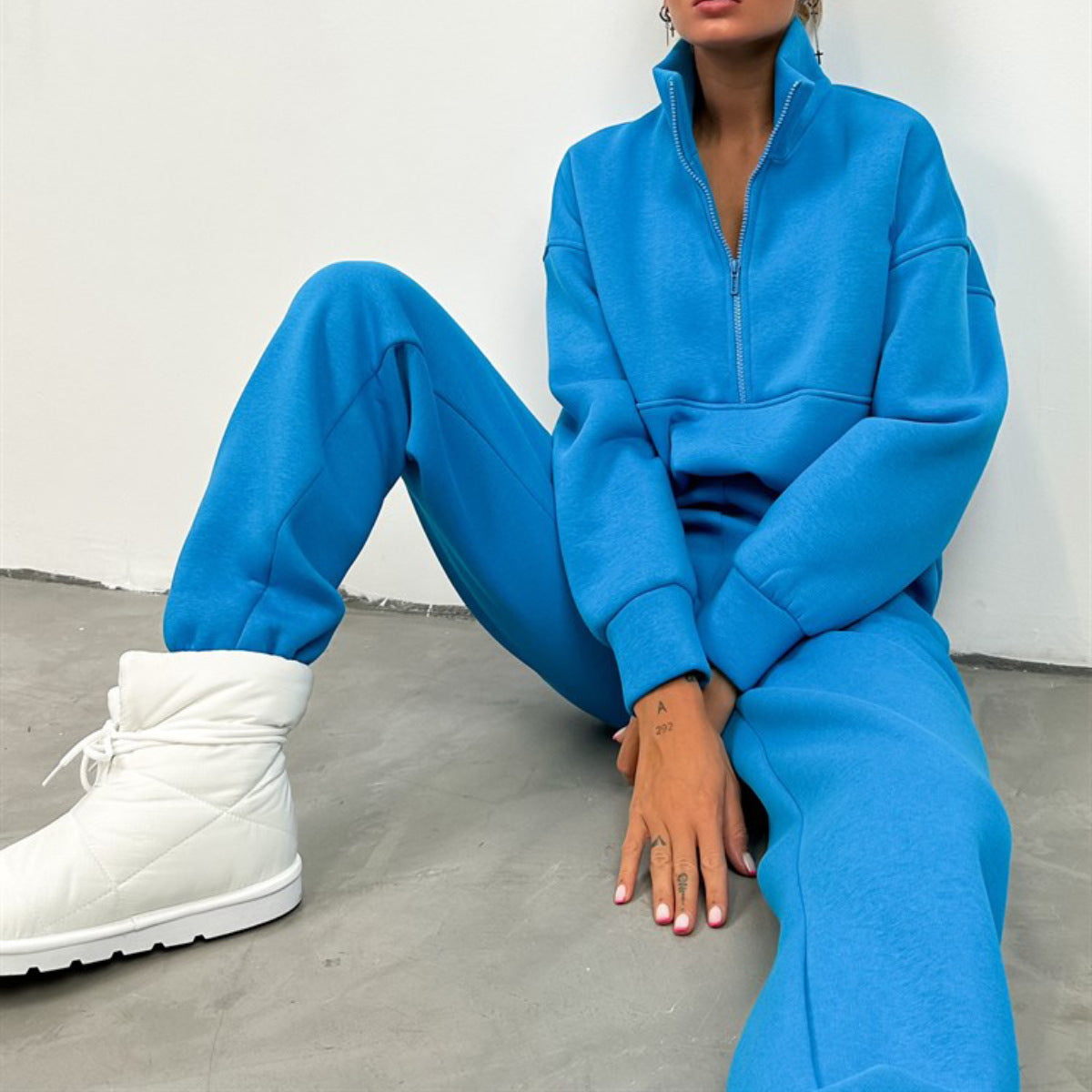 Damen Sportliches Freizeit-Loungewear-Set mit Stehkragen Sovae