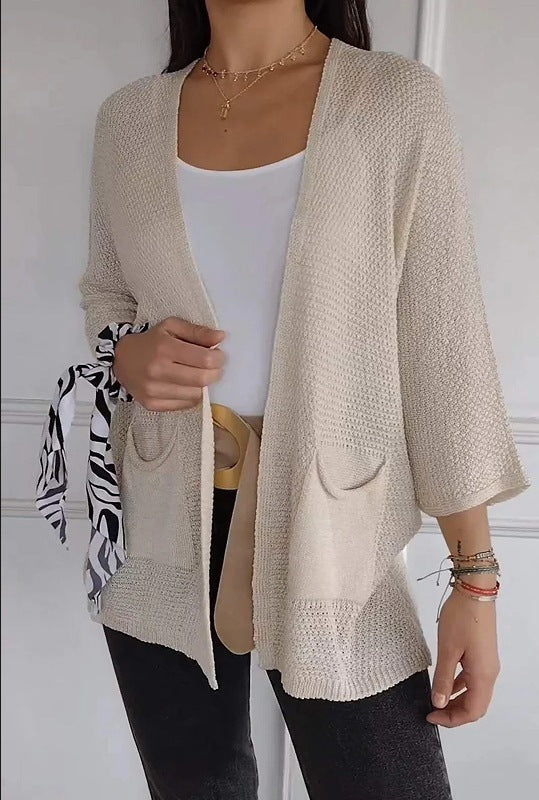 Damen lässige Strickjacke mit praktischen Taschen Sovae