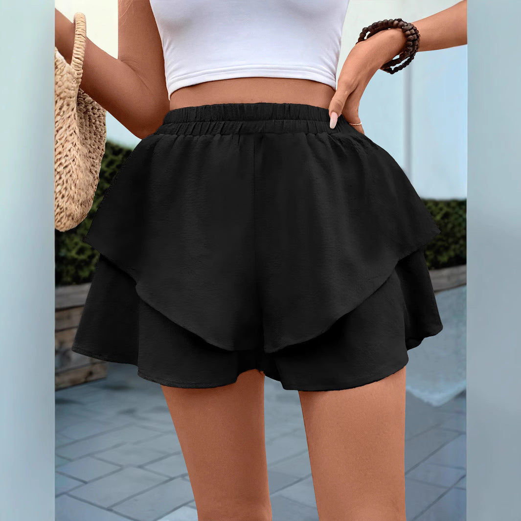 Damen lässige Rüschen-Shorts Sovae