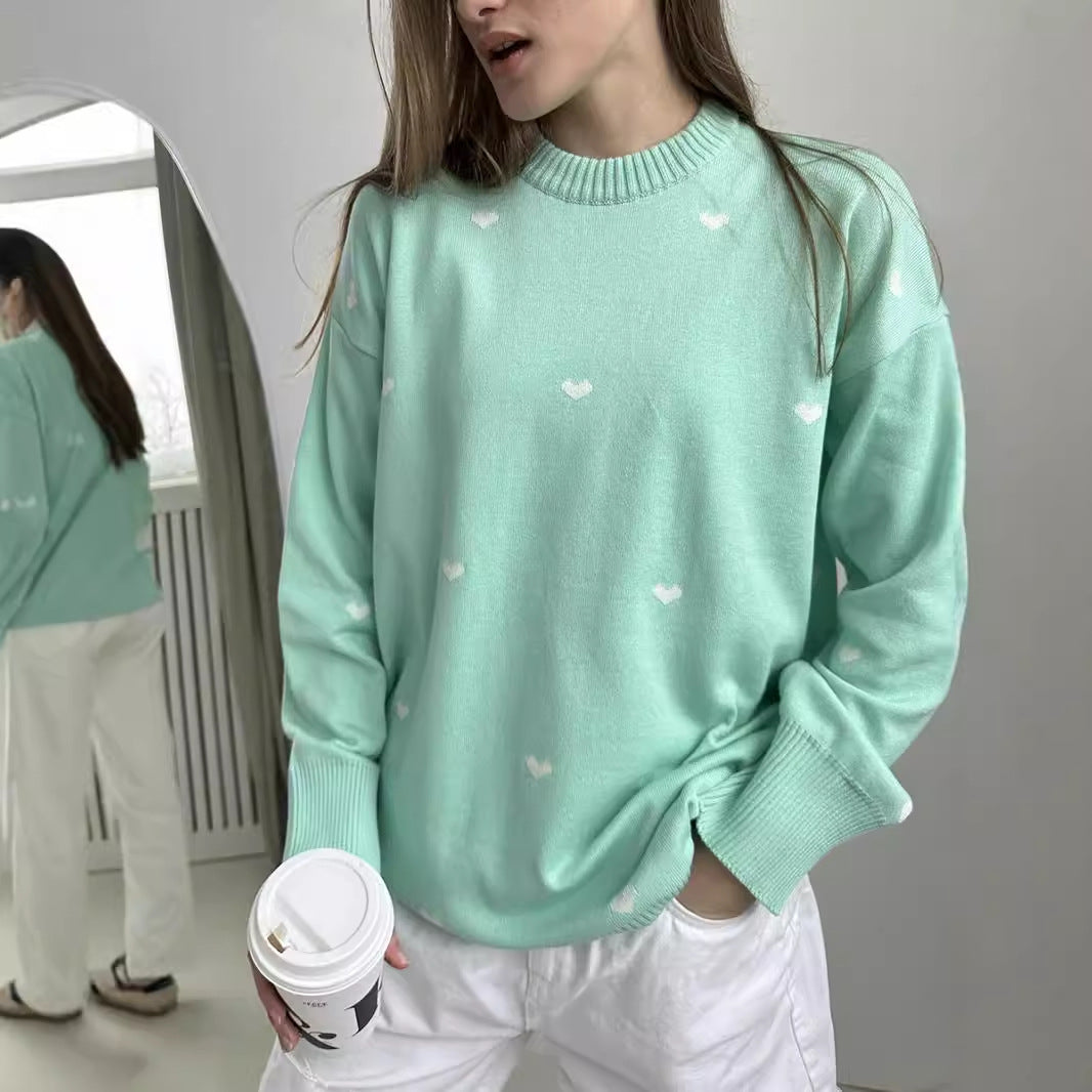 Damen Lässiger Pullover mit Herz-Muster Sovae