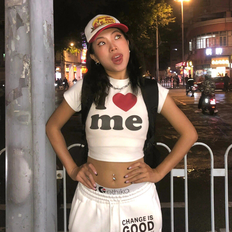 Damen Ärmelloses Cropped T-Shirt mit künstlerischem Schriftzug Sovae