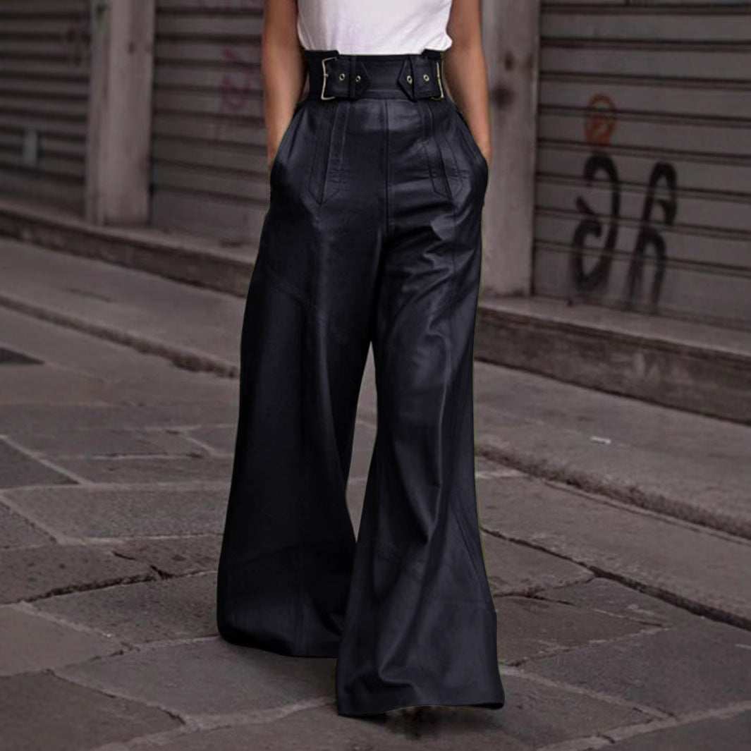 Damen Hochtaillierte Lederhose Sovae