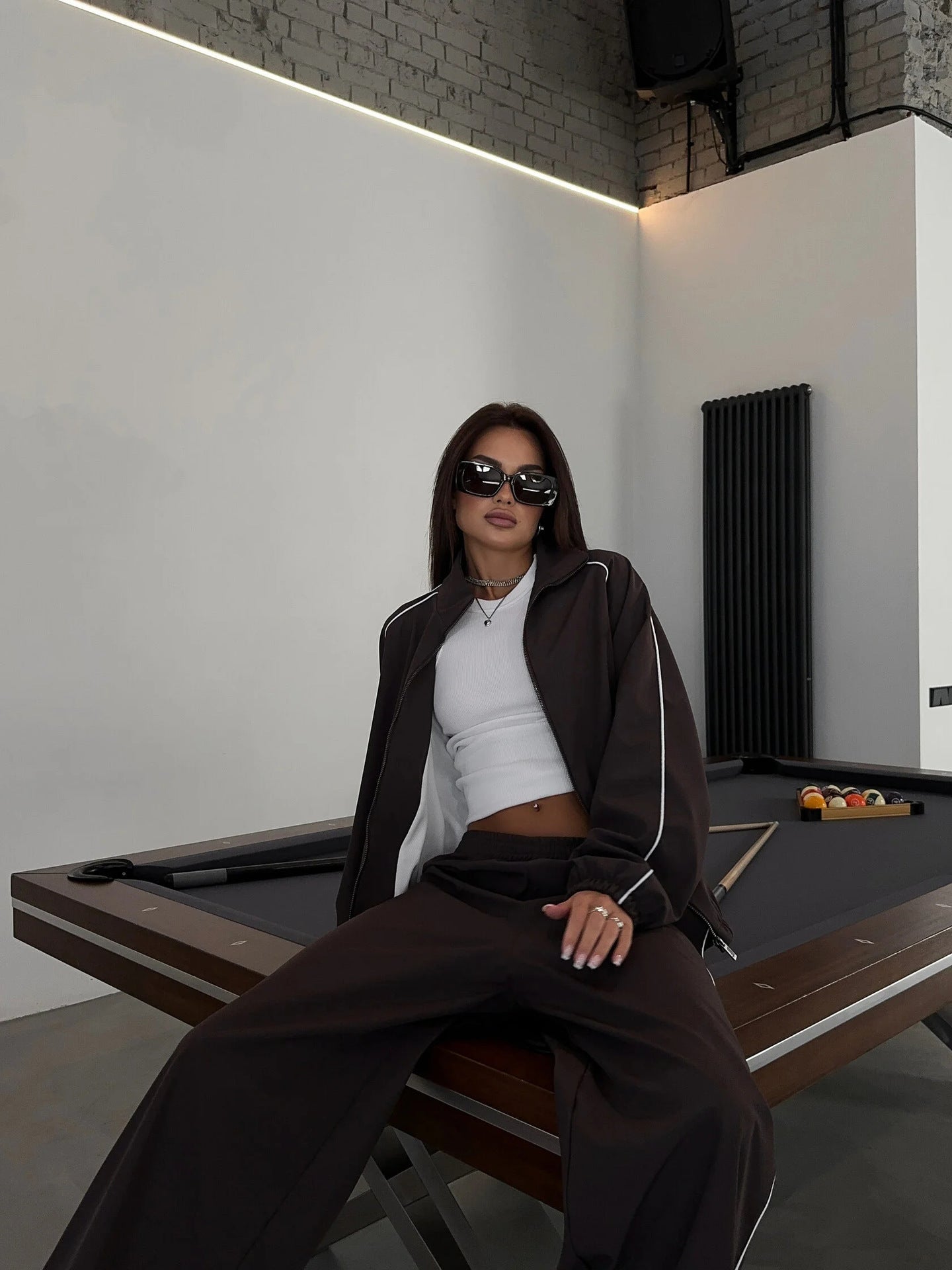 Damen Sportliches Fleece-Set mit hochgeschlossenem Kragen Sovae