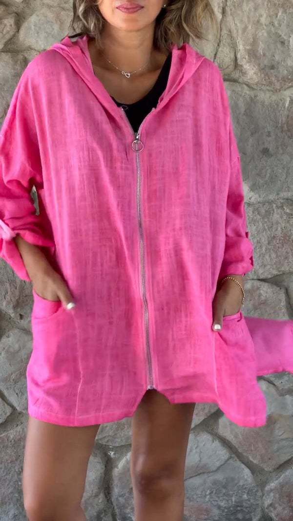 Damen lässige Zip-Hoodie-Jacke mit Taschen Sovae