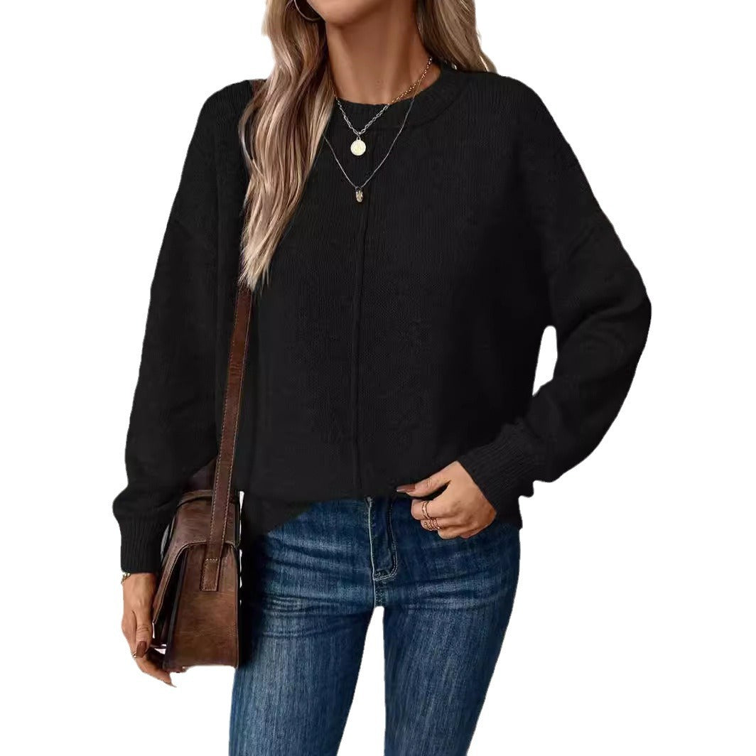 Damen lässiger Strickpullover mit lockerer Passform und schlichtem Design Sovae