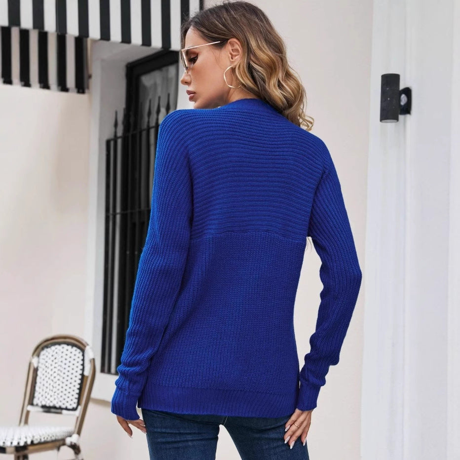 Damen modischer Strickpullover mit texturiertem Muster und dekorativen Details Sovae
