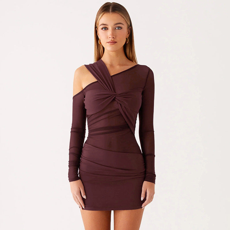 Damen Elegantes Wickelkleid mit asymmetrischem Ausschnitt Sovae