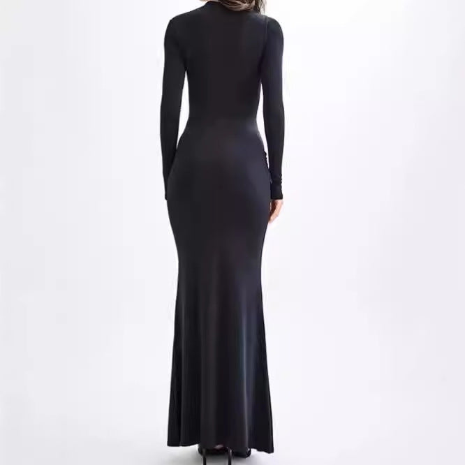 Damen Elegantes Maxikleid mit dekorativer Drapierung Sovae