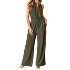 Damen Jumpsuit mit weitem Bein und hochgeschlossenem Schnitt Sovae