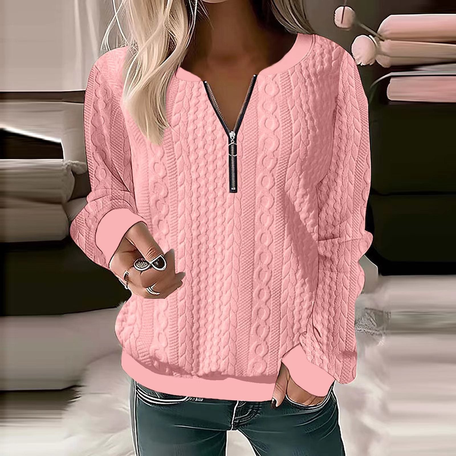 Damen gemütlicher Strickpullover Sovae
