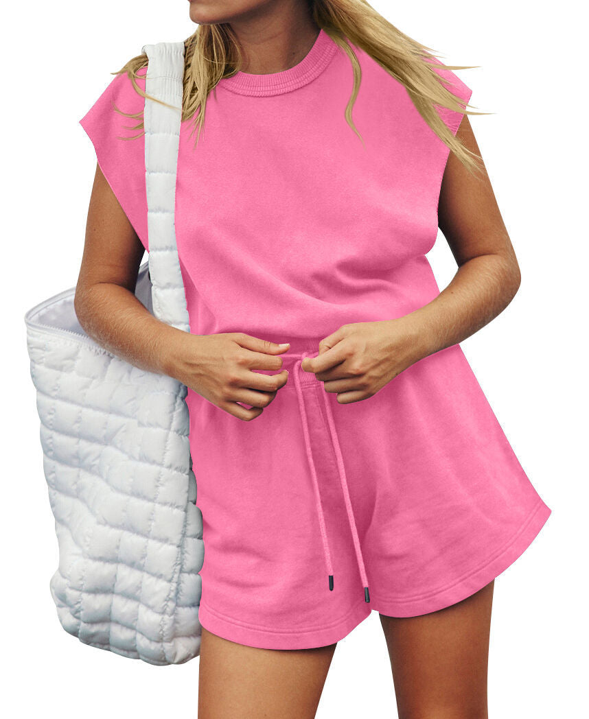 Damen Sportliches Set bestehend aus ärmellosem Oberteil und Shorts Sovae