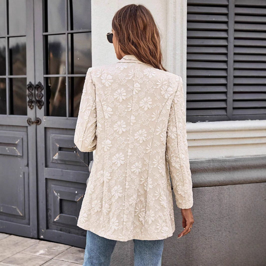 Damen Elegant bestickte Blazerjacke mit floralem Design Sovae