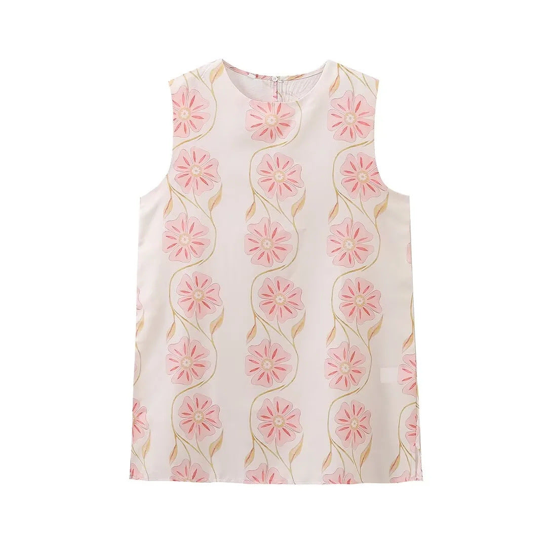 Damen ärmelloses Blusenshirt mit floralem Design Sovae