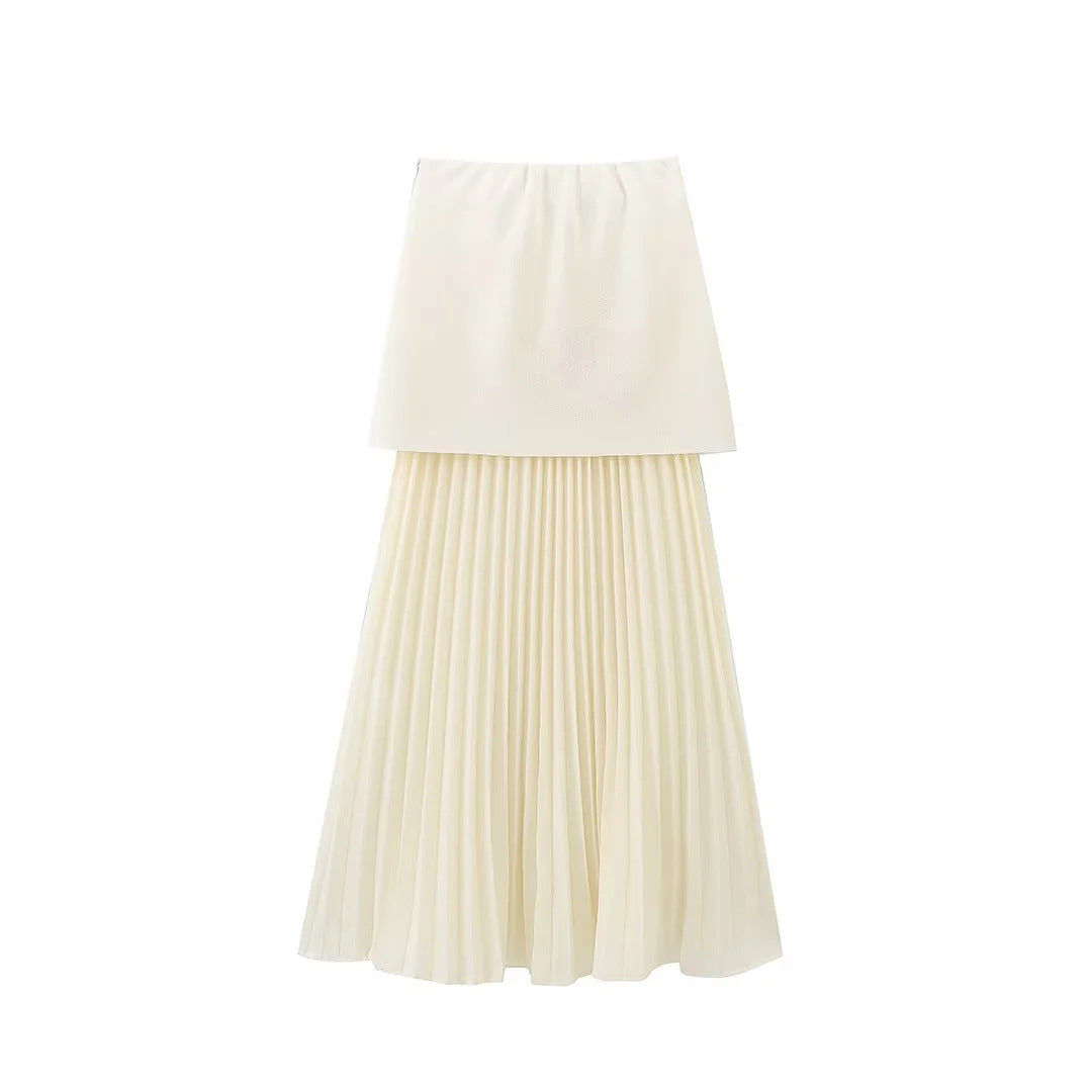 Damen plissierter Maxirock mit hohem Taillenbund und elegantem Faltenwurf Sovae