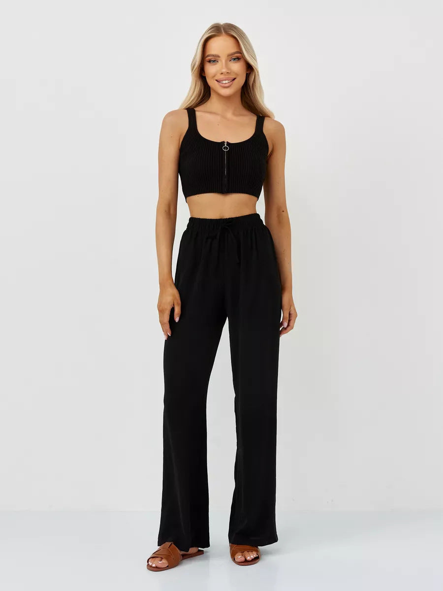 Damen Weite Relaxed-Fit Hose aus leichtem Jersey Sovae