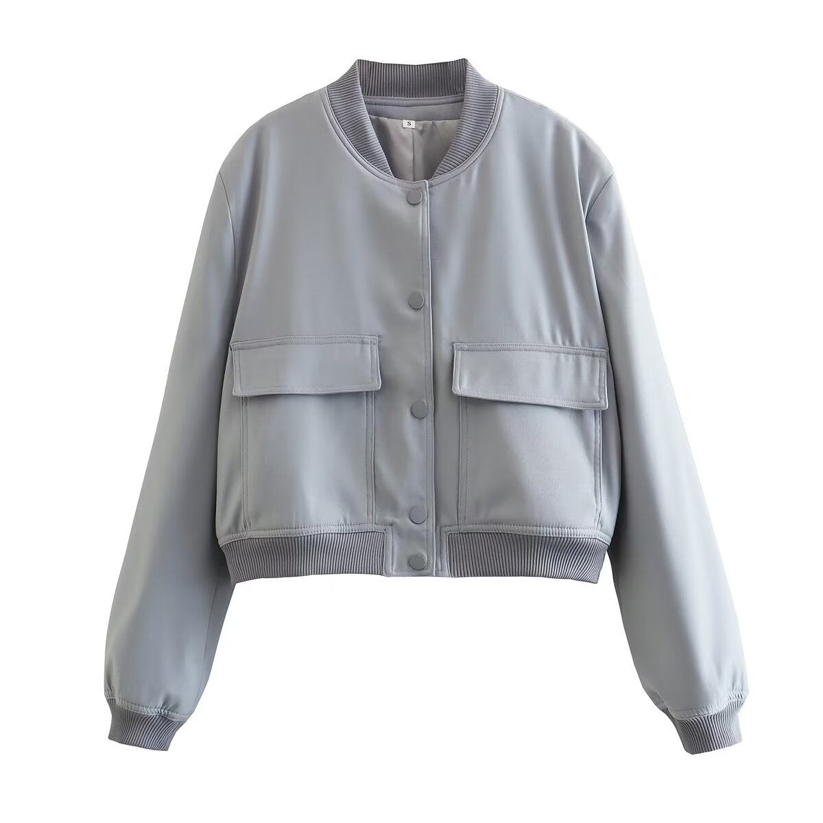 Damen modische cropped Jacke mit animalischem Muster und praktischen Taschen Sovae