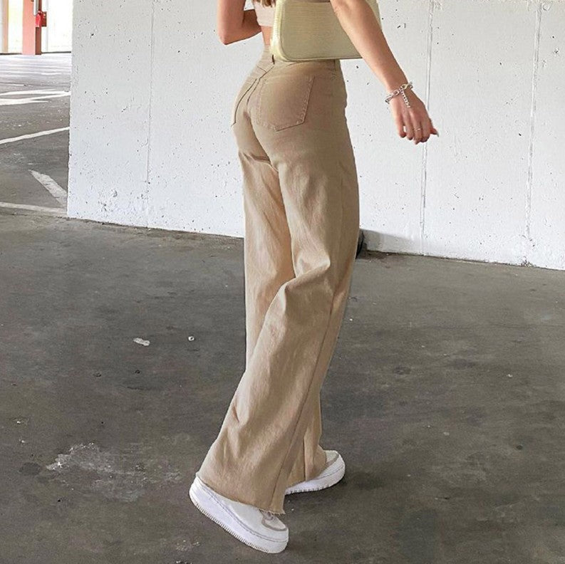 Damen Elegante Culotte-Jeans mit hohem Bund Sovae