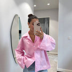 Damen Wickelbluse mit langen Ärmeln und modernen Knopfdetails Sovae