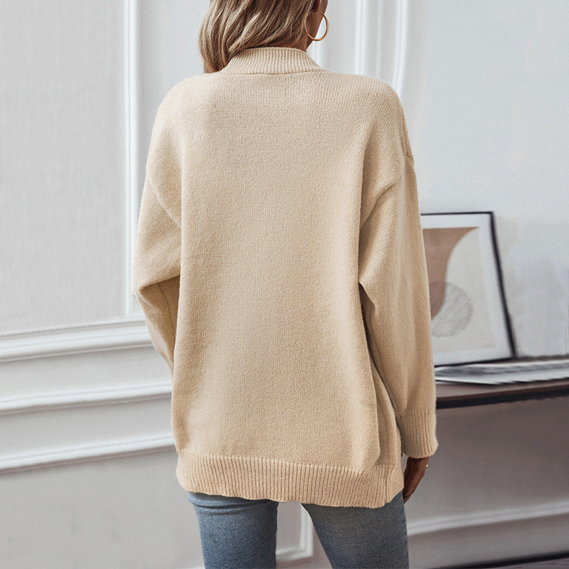 Damen gemütliche Strickjacke mit Knopfdetails und tiefem V-Ausschnitt Sovae