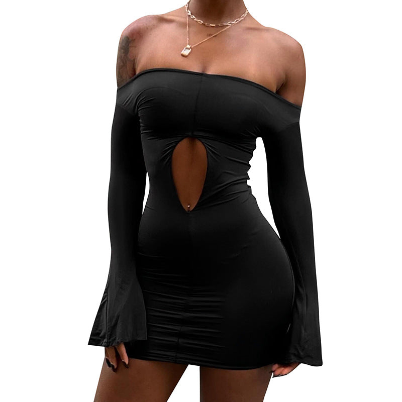 Damen Extravagantes Minikleid mit weitem Arm und Ausschnitt Sovae