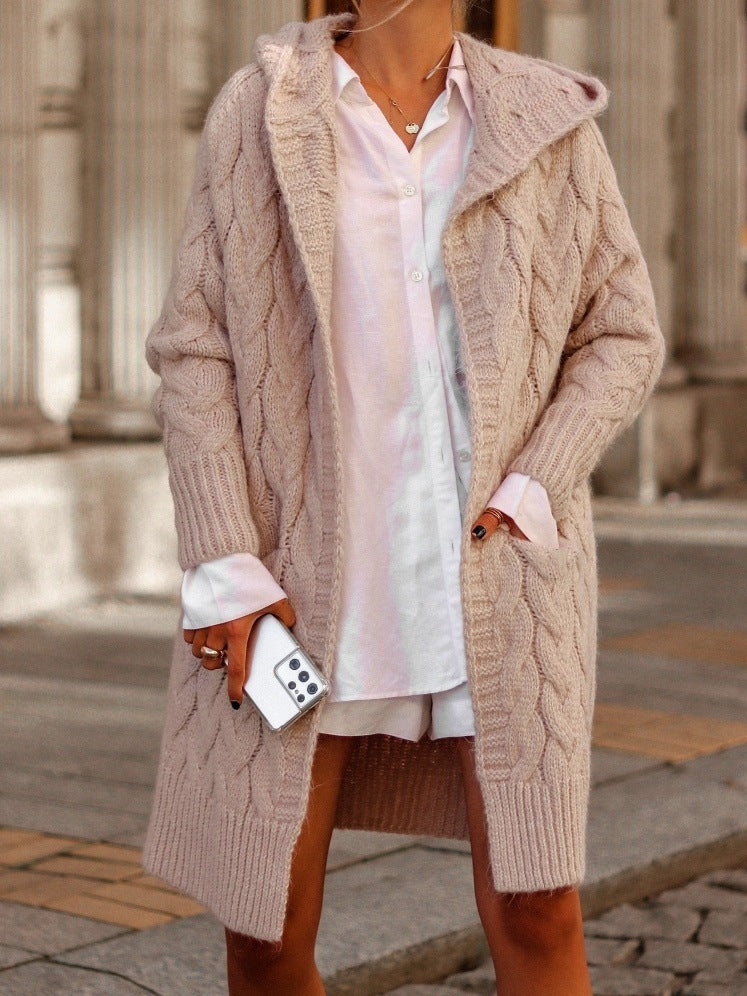 Damen Grobstrickkarte mit eleganter Maschenstruktur und praktischen Taschen Sovae