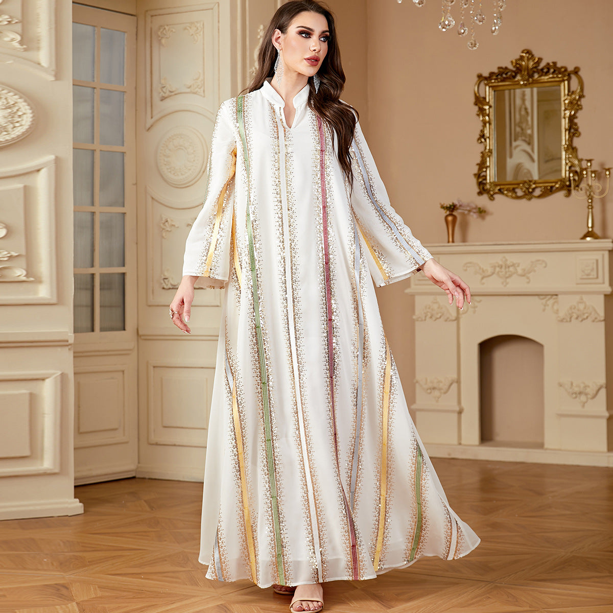 Damen Elegantes Maxikleid mit schimmernden Verzierungen Sovae
