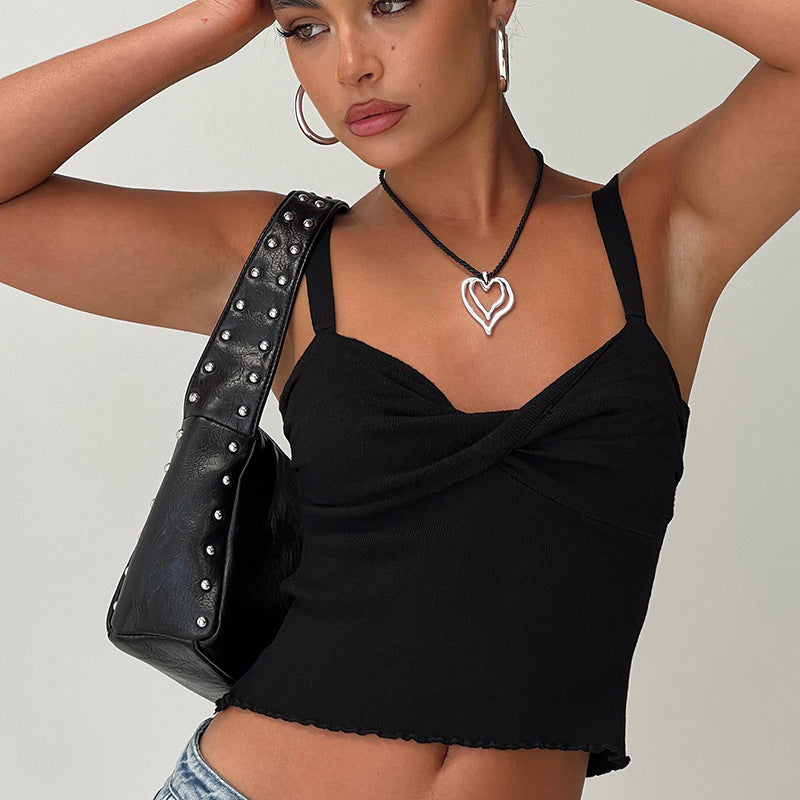 Damen cropped Top mit femininen Raffungen Sovae