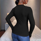 Damen Langarmbody mit Knopfleiste Sovae