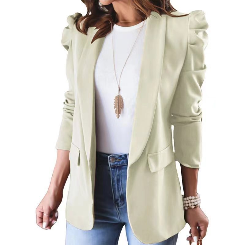 Damen Modischer Blazer mit angeschnittenen Puffärmeln und praktischen Taschen Sovae