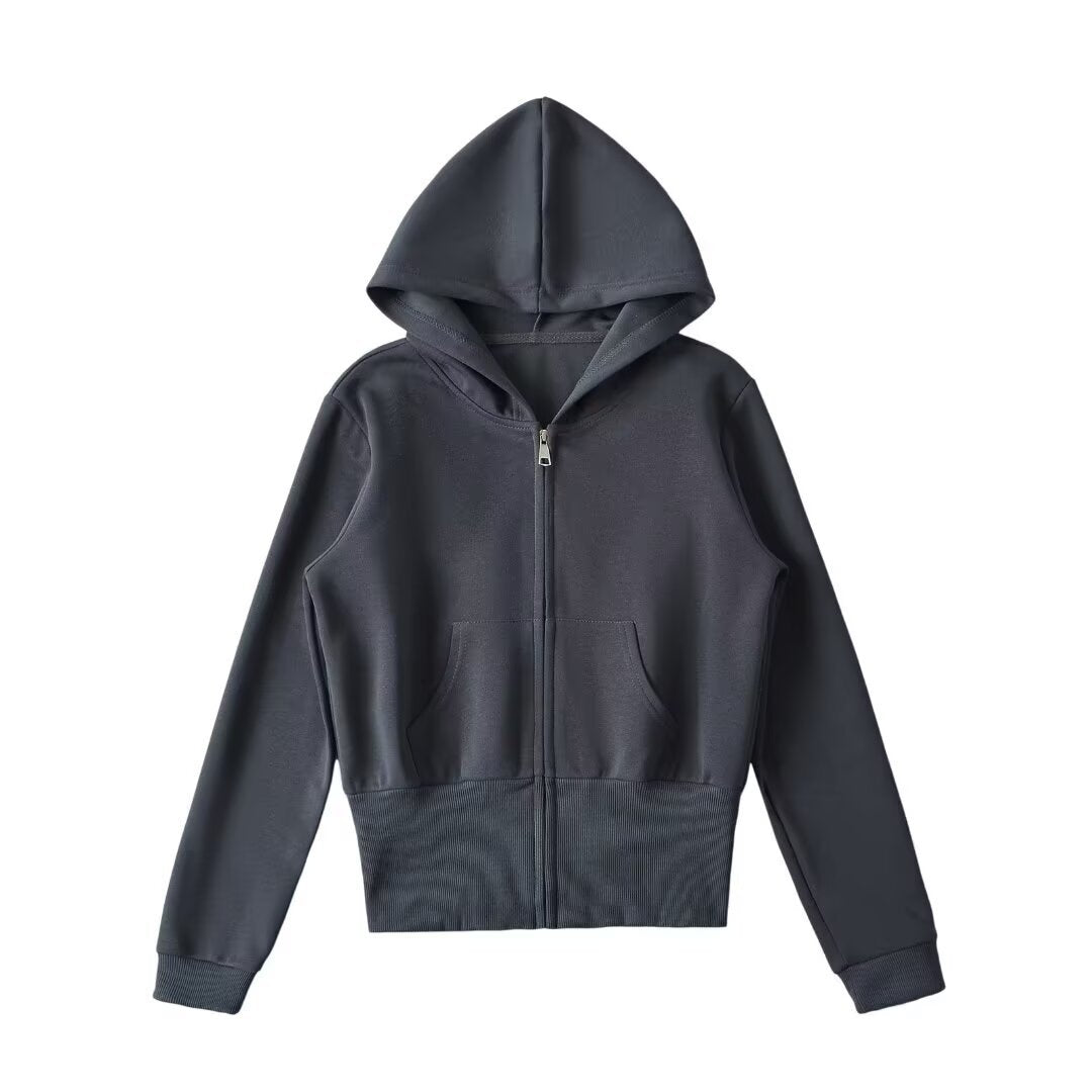 Damen lässige Kapuzenjacke mit Reißverschluss und praktischen Taschen Sovae
