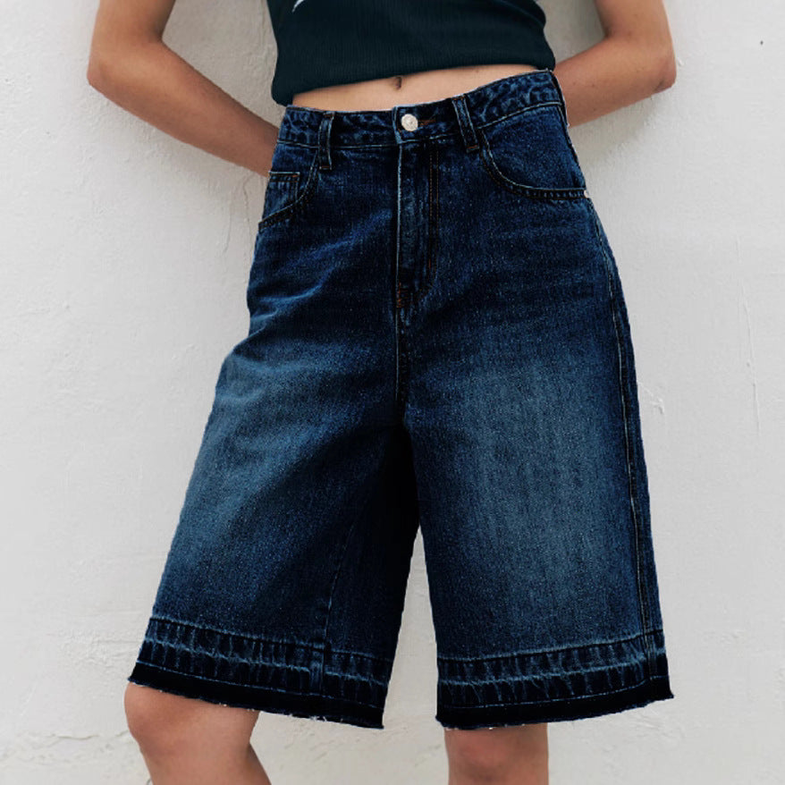 Damen Hochtaillierte Denim-Bermudas mit modernem Schnitt Sovae