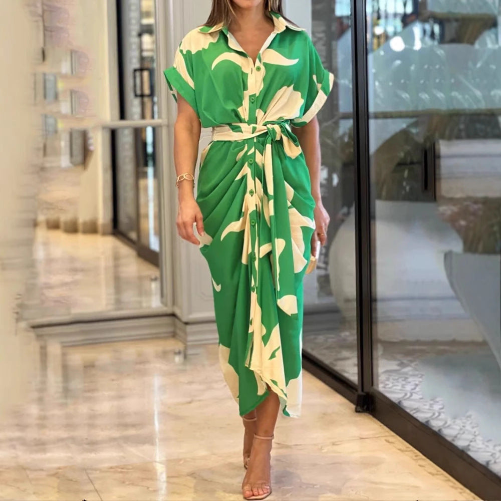Damen Midikleid mit modernem Schnitt und schickem Taillengürtel Sovae