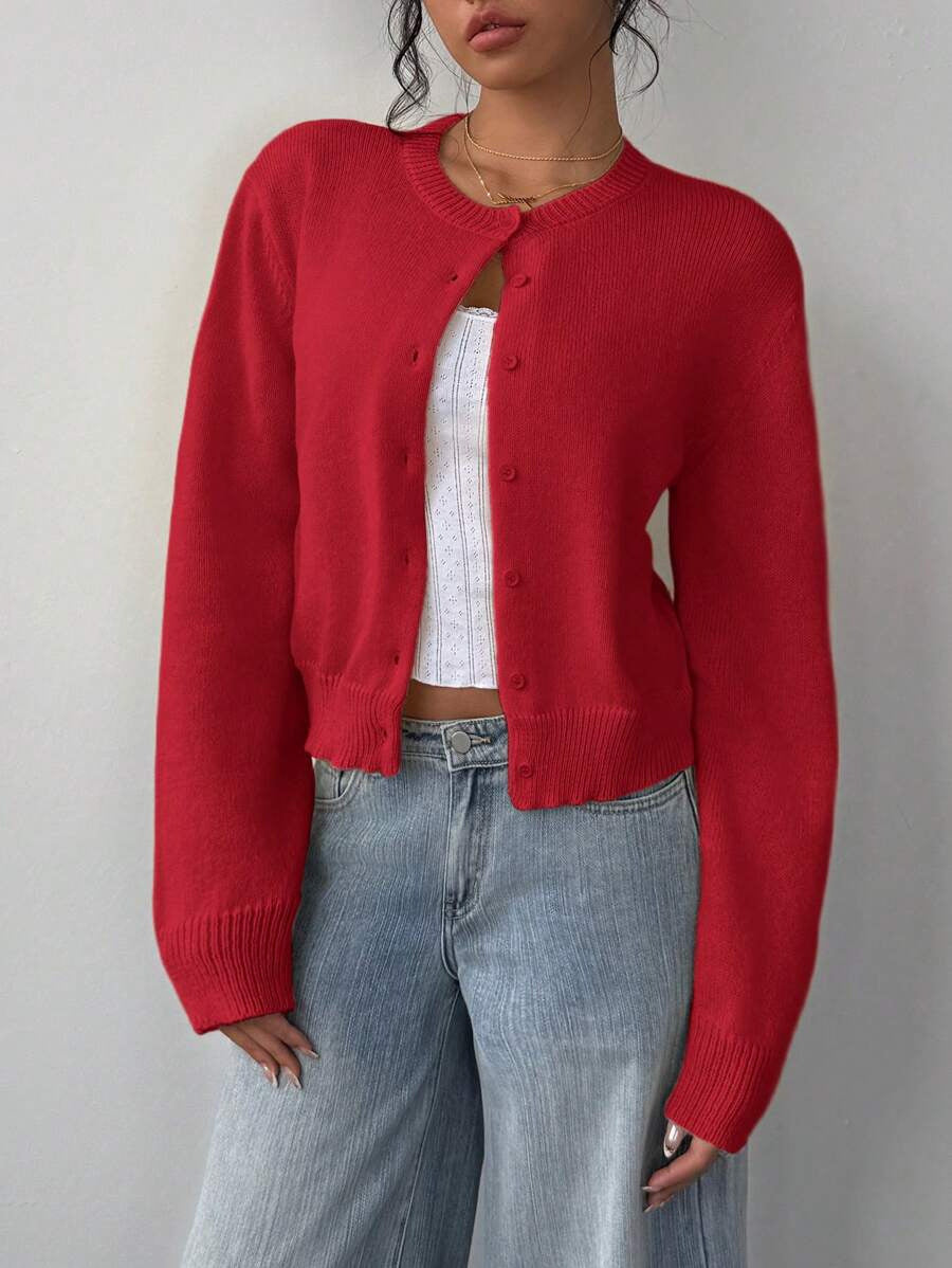 Damen lässige Strickjacke mit Knöpfen Sovae
