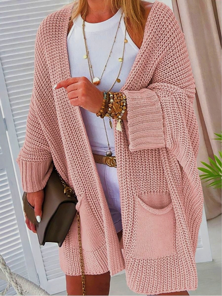 Damen Grobstrickjacke mit praktischen Taschen und lässigem Schnitt Sovae