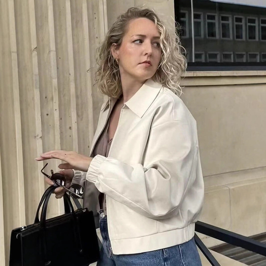 Damen trendige Übergangsjacke mit hohem Kragen und praktischen Eingrifftaschen Sovae