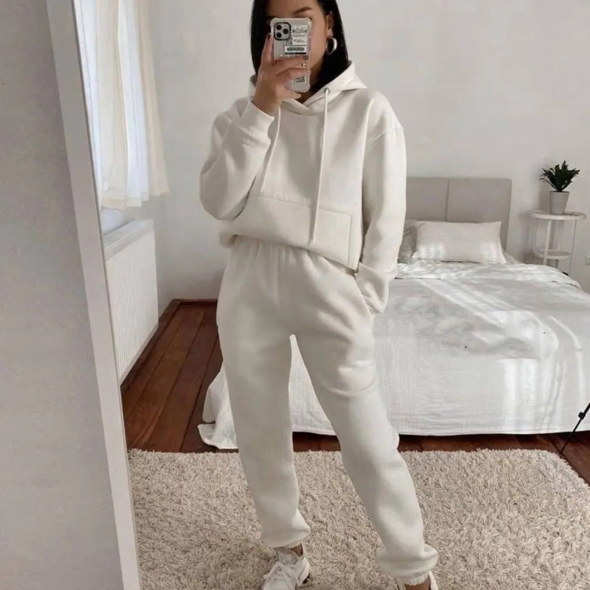 Damen lässiger Fleece-Hoodie und Jogginghose Set Sovae
