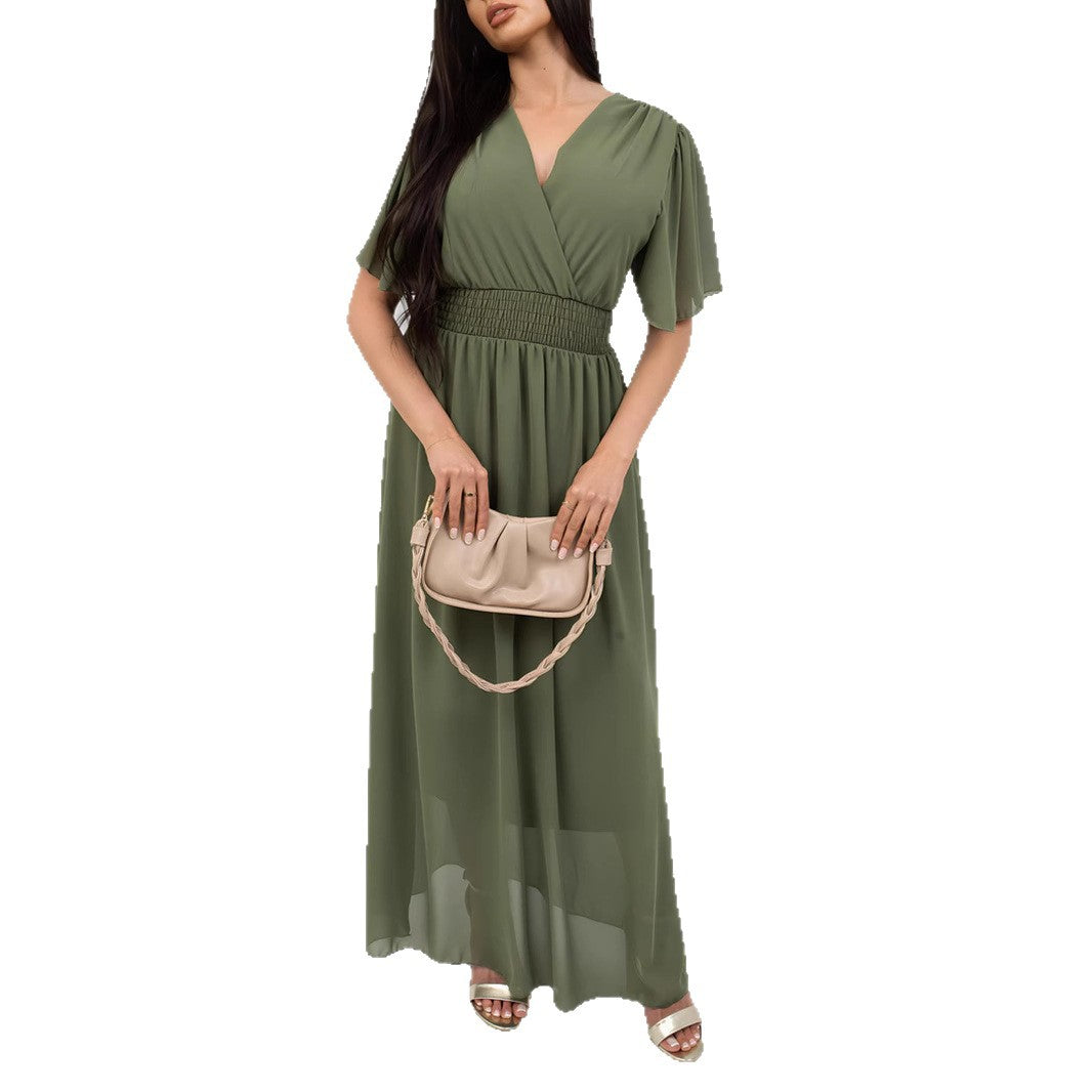Damen Maxikleid mit fließendem Schnitt und V-Ausschnitt Sovae