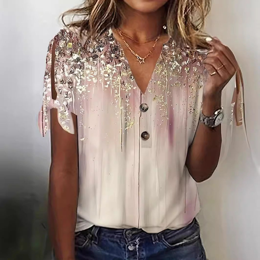 Damen elegante Bluse mit funkelndem Akzent Sovae