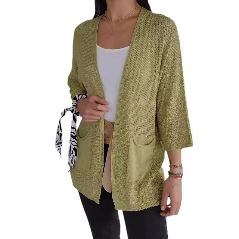 Damen lässige Strickjacke mit praktischen Taschen Sovae